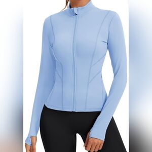 Rapbin Women's Sky Blue Active Zip-Up Jacket with Slim Fit Size S
